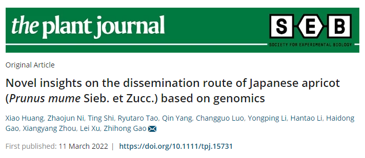 客户文章 | The Plant Journal | 群体基因组学揭示梅的传播途径
